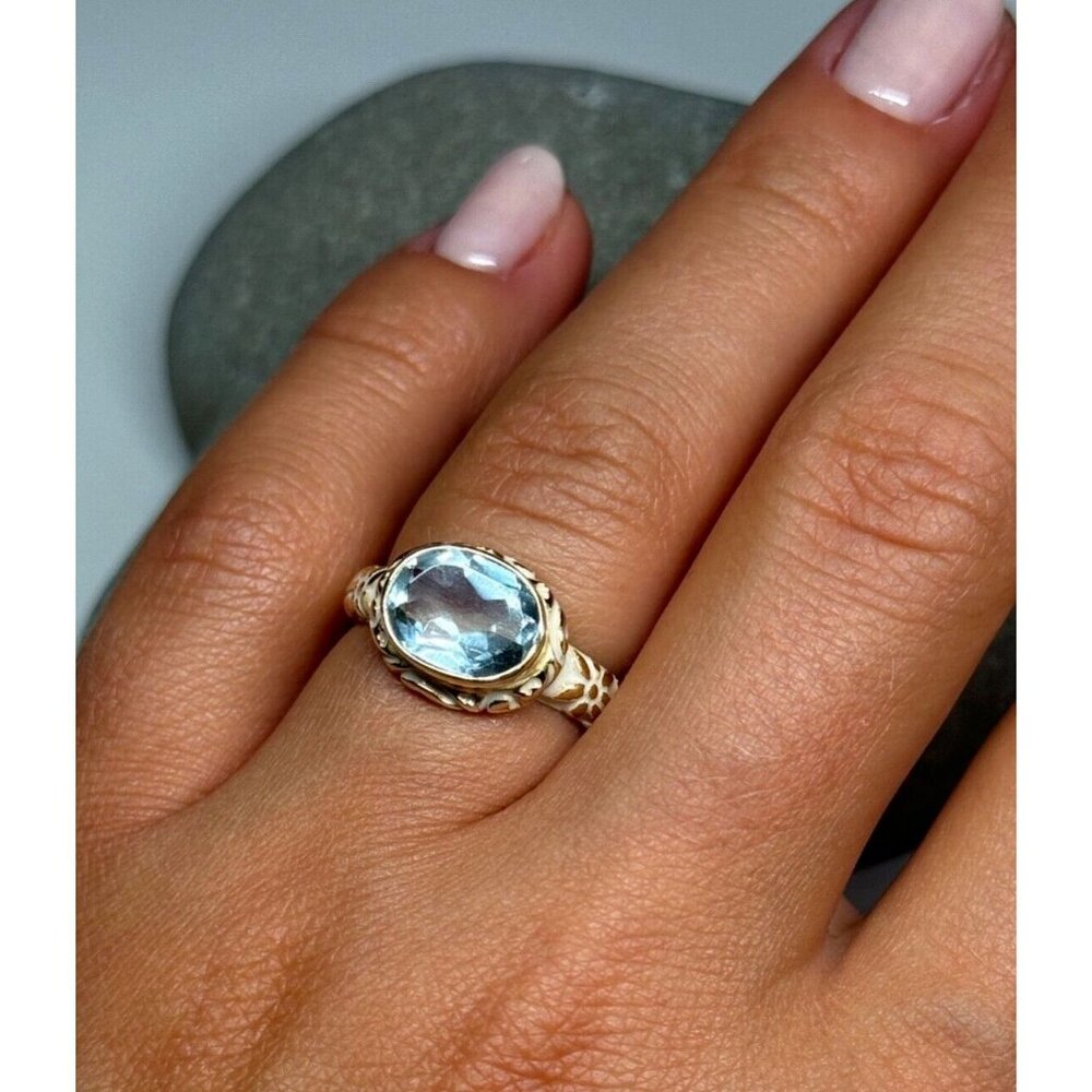 925 STERLING SILVER GOLD PLATED TOPAZ RING SIZE 6
